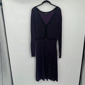 Torrid Womens Dress 1X V Neck Purple Striped Sweater Knit Pullover Stretchy Plus